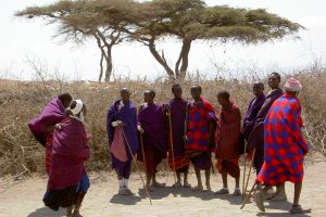 Masai men gather around